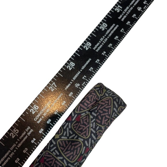 Vintage‎ Yves Saint Laurent Tie Silk 80s Gray Red Teal Geometric Men's - Picture 5 of 5